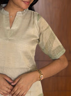 Sage Linen Blend Top with Dupatta