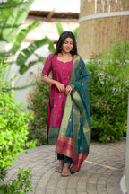 Teal & Magenta 3-Piece Kurti Set