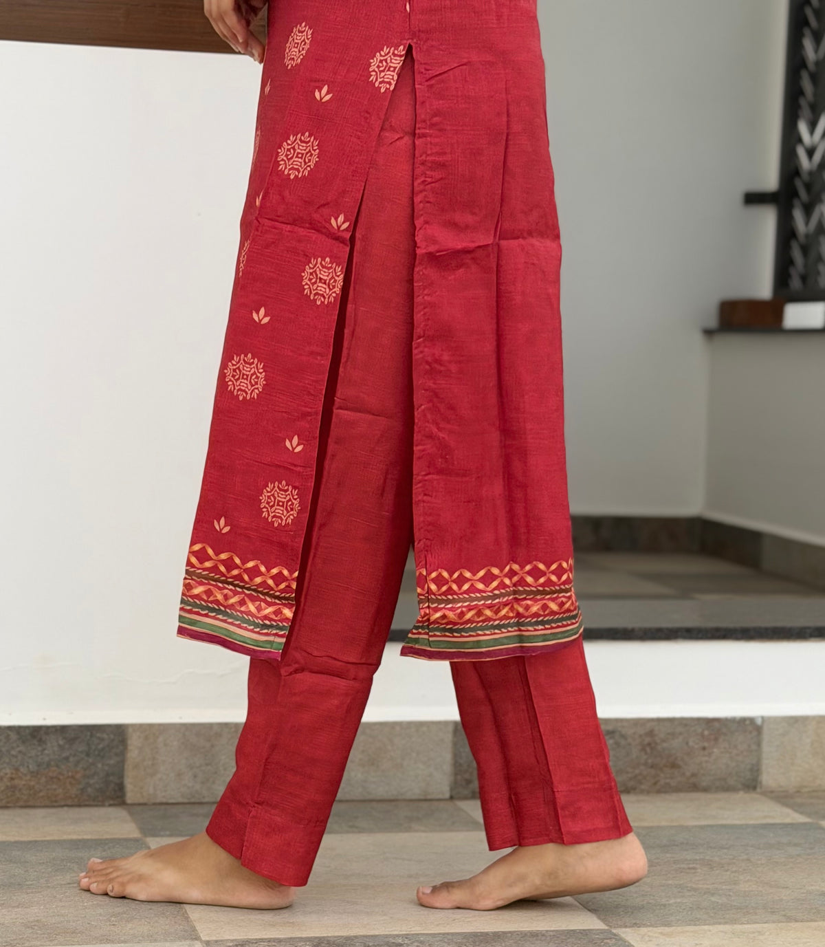 Crimson Heritage Handloom 3-Piece Kurti Set