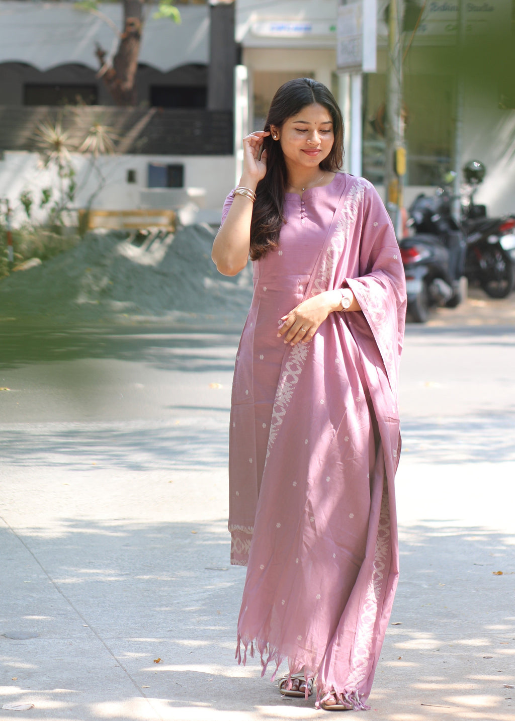 Pure Cotton Handloom Jamdani 3-Piece Set