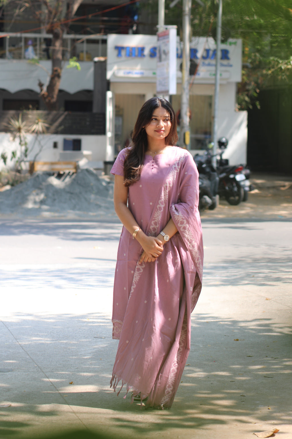Pure Cotton Handloom Jamdani 3-Piece Set