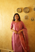 Coral Reverie | Handloom Cotton 3-Piece Suit Set