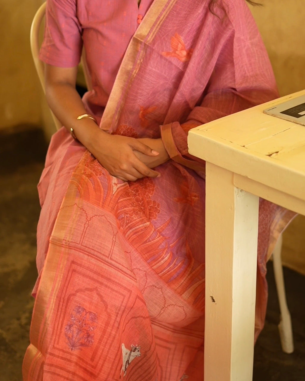 Coral Reverie | Handloom Cotton 3-Piece Suit Set
