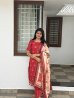Crimson Heritage Handloom 3-Piece Kurti Set