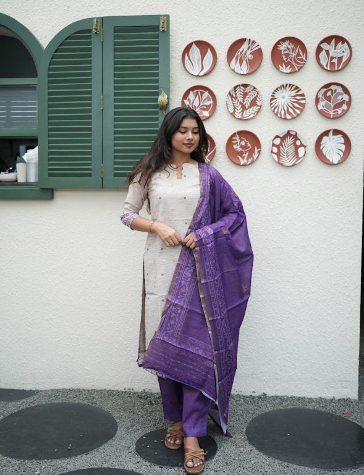 Amethyst Khadi 3-Piece Kurti Set