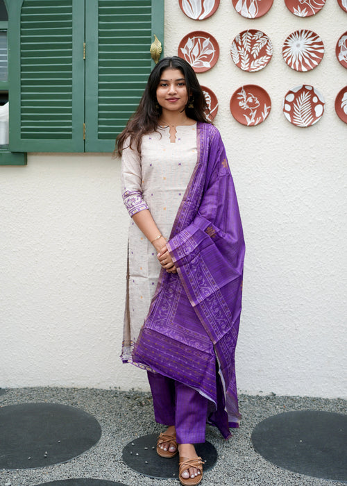 Amethyst Khadi 3-Piece Kurti Set