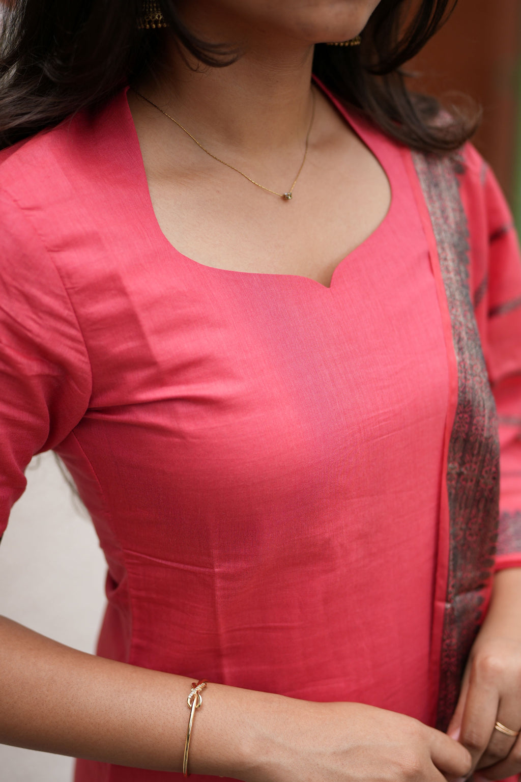 Coral Weave Cotton-Blend 3-Piece Kurti Set