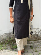 Black Whisper Soft Cotton 3-Piece Kurti Set