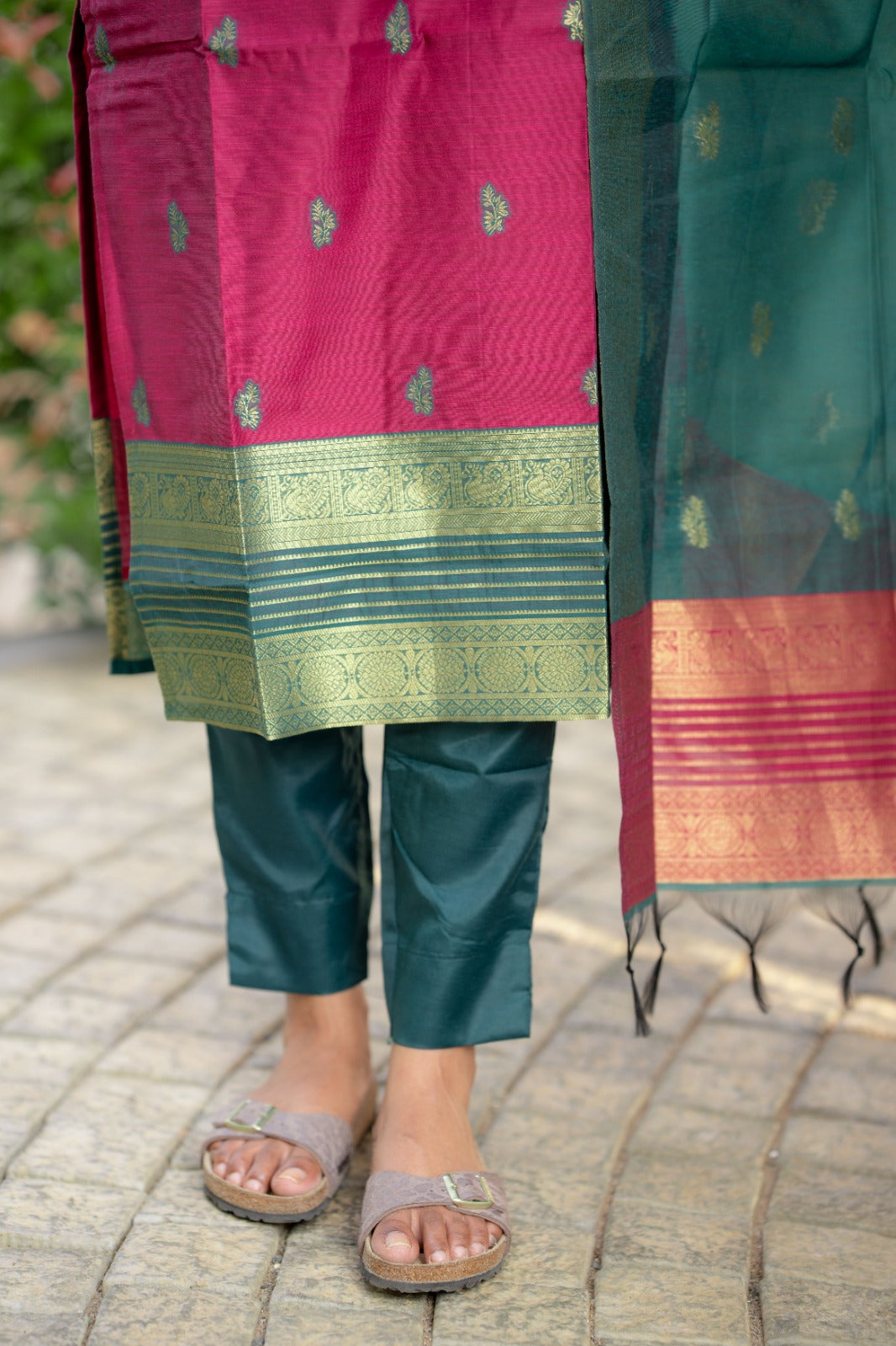 Teal & Magenta 3-Piece Kurti Set