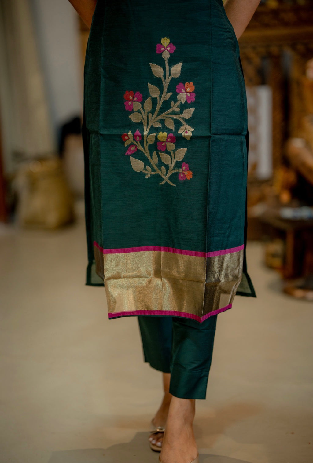Teal Raga 3-Piece Kurti Set