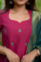 Teal & Magenta 3-Piece Kurti Set