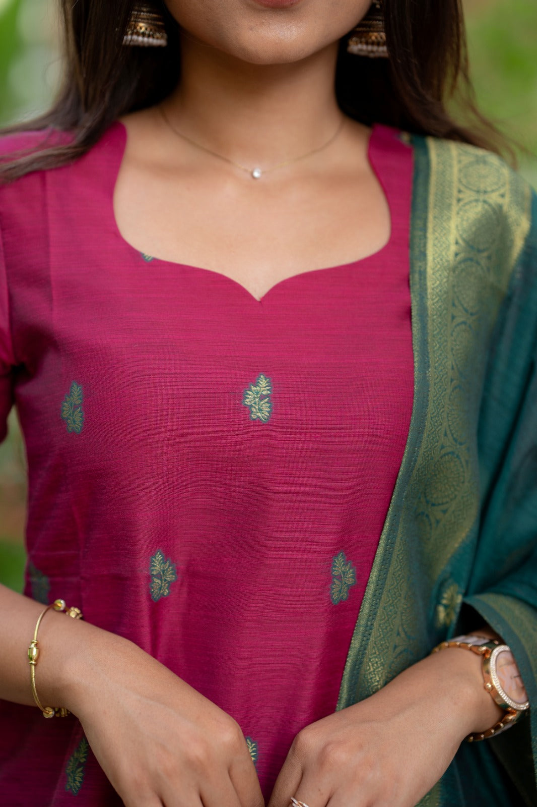 Teal & Magenta 3-Piece Kurti Set