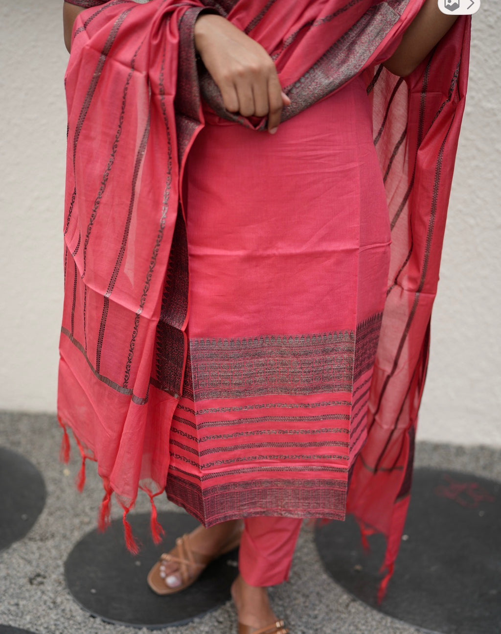 Coral Weave Cotton-Blend 3-Piece Kurti Set
