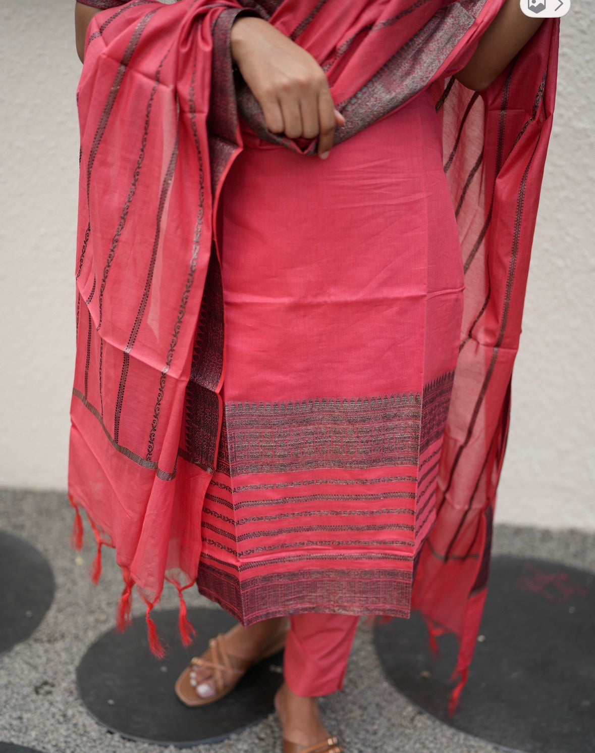 Coral Weave Cotton-Blend 3-Piece Kurti Set