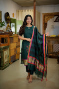 Teal Raga 3-Piece Kurti Set