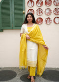 Sunlit Marigold Handloom Cotton 3-Piece Kurti Set