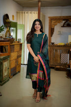 Teal Raga 3-Piece Kurti Set