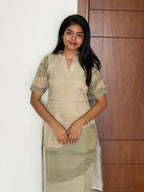 Sage Linen Blend Top with Dupatta