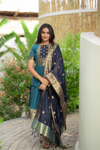 Peacock Teal 3-Piece Kurti Set