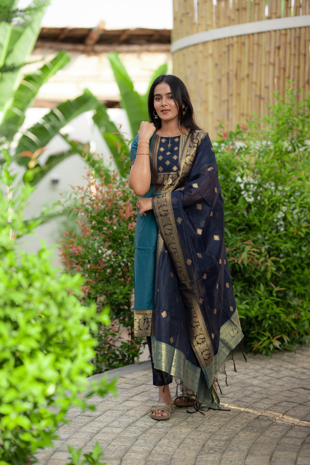 Peacock Teal 3-Piece Kurti Set