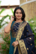Peacock Teal 3-Piece Kurti Set