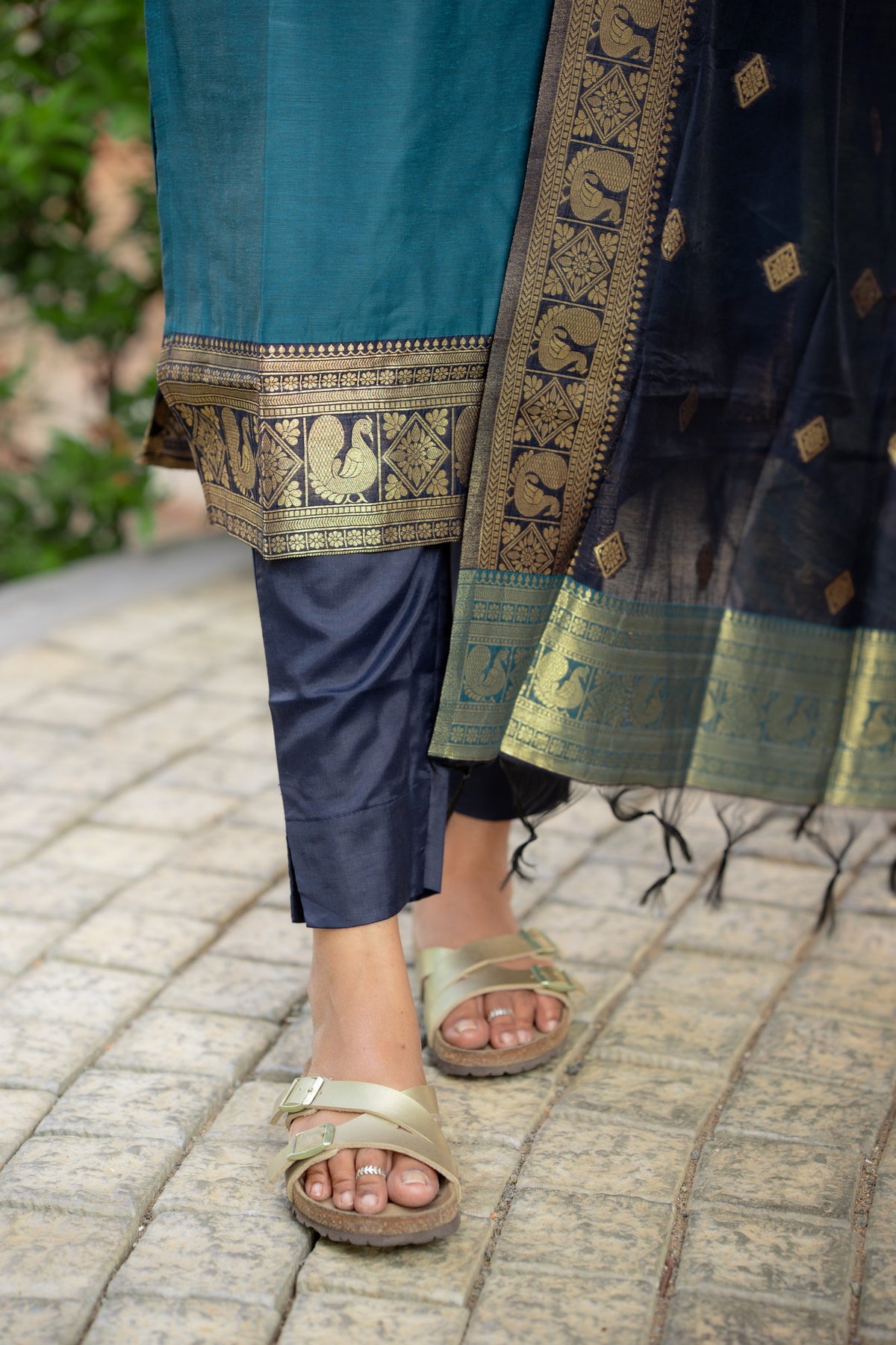 Peacock Teal 3-Piece Kurti Set