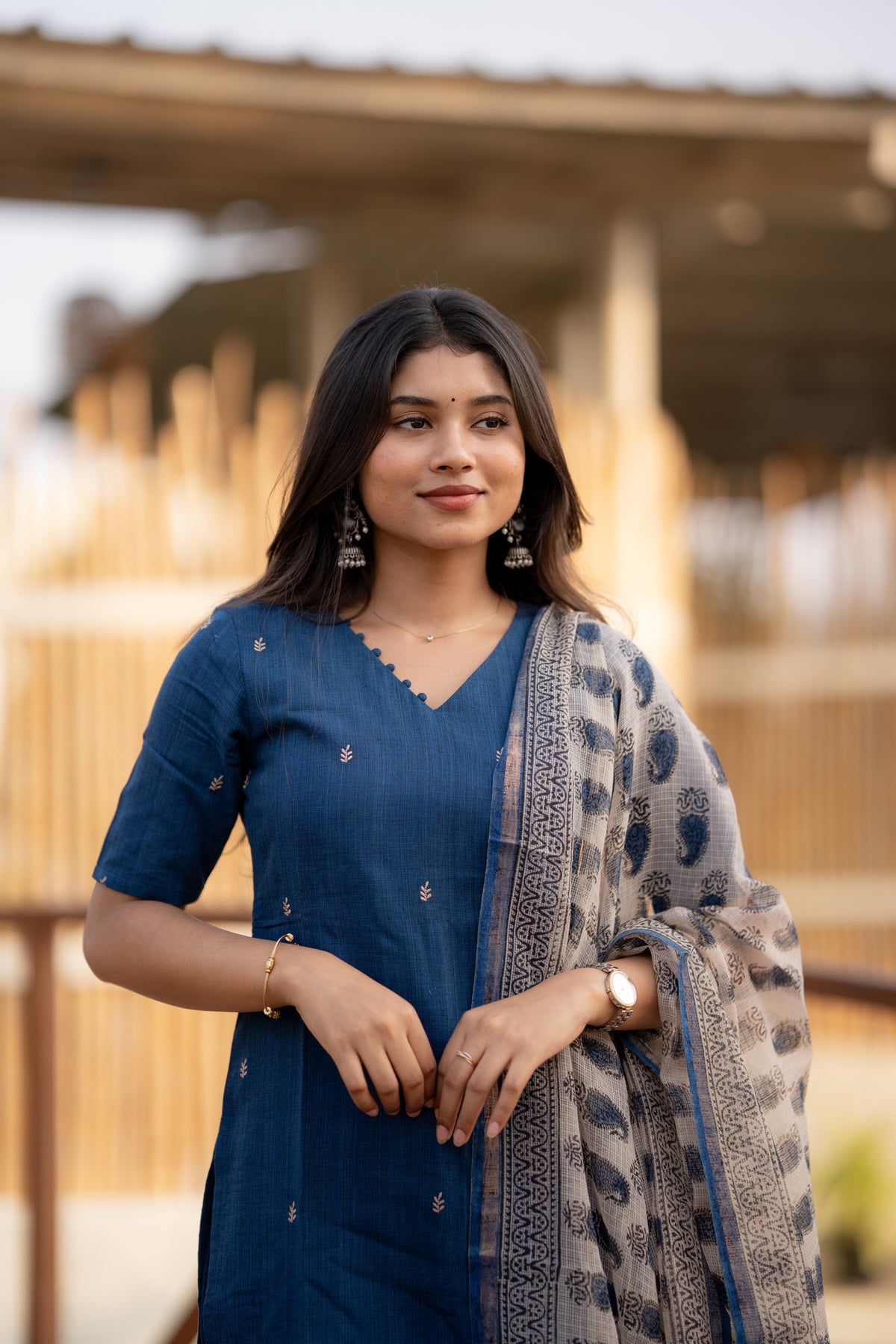 Azure Bloom 3-piece Kurti Set