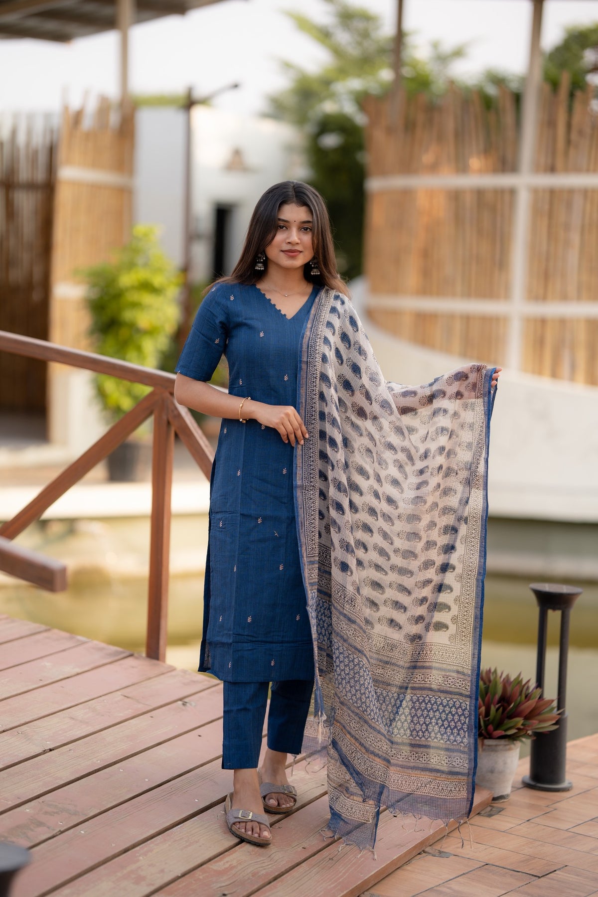 Azure Bloom 3-piece Kurti Set