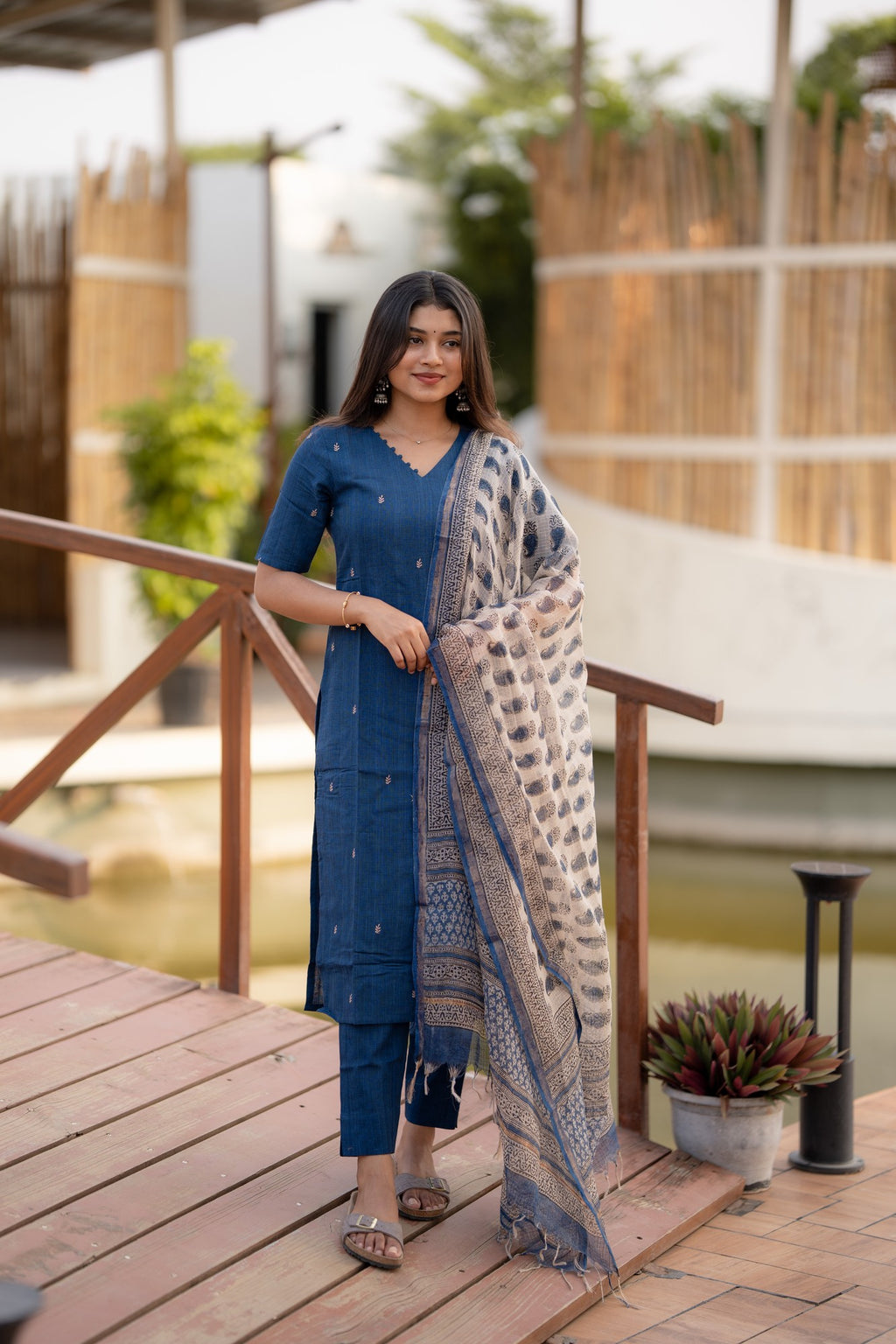 Azure Bloom 3-piece Kurti Set