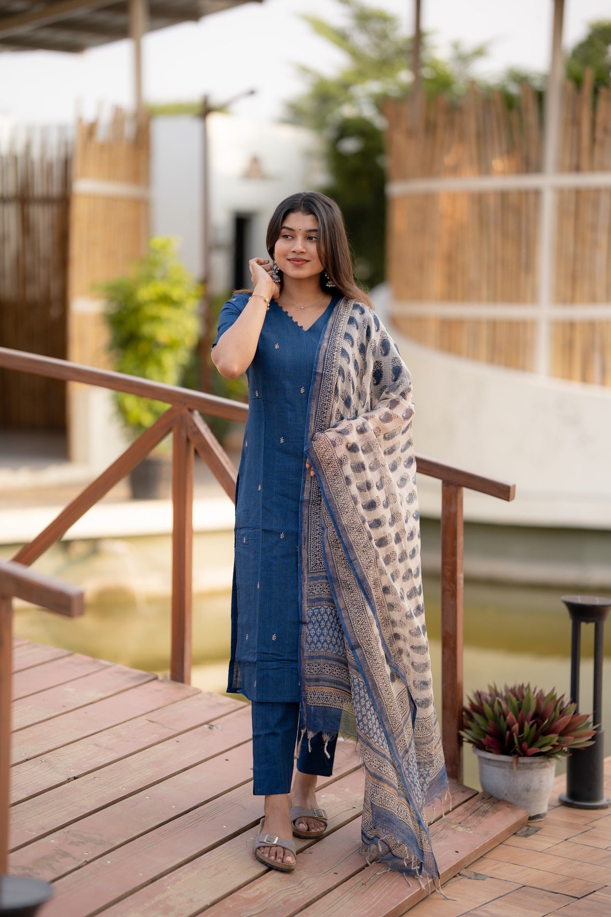 Azure Bloom 3-piece Kurti Set