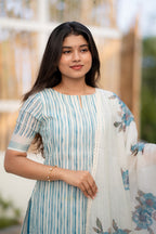 Ivory Azure 3-piece Kurti Set