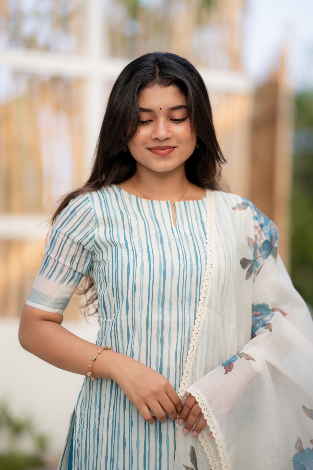 Ivory Azure 3-piece Kurti Set