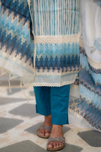 Ivory Azure 3-piece Kurti Set