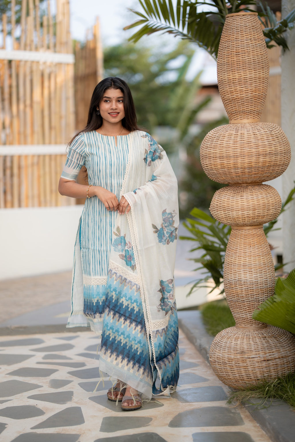 Ivory Azure 3-piece Kurti Set