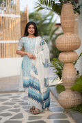 Ivory Azure 3-piece Kurti Set