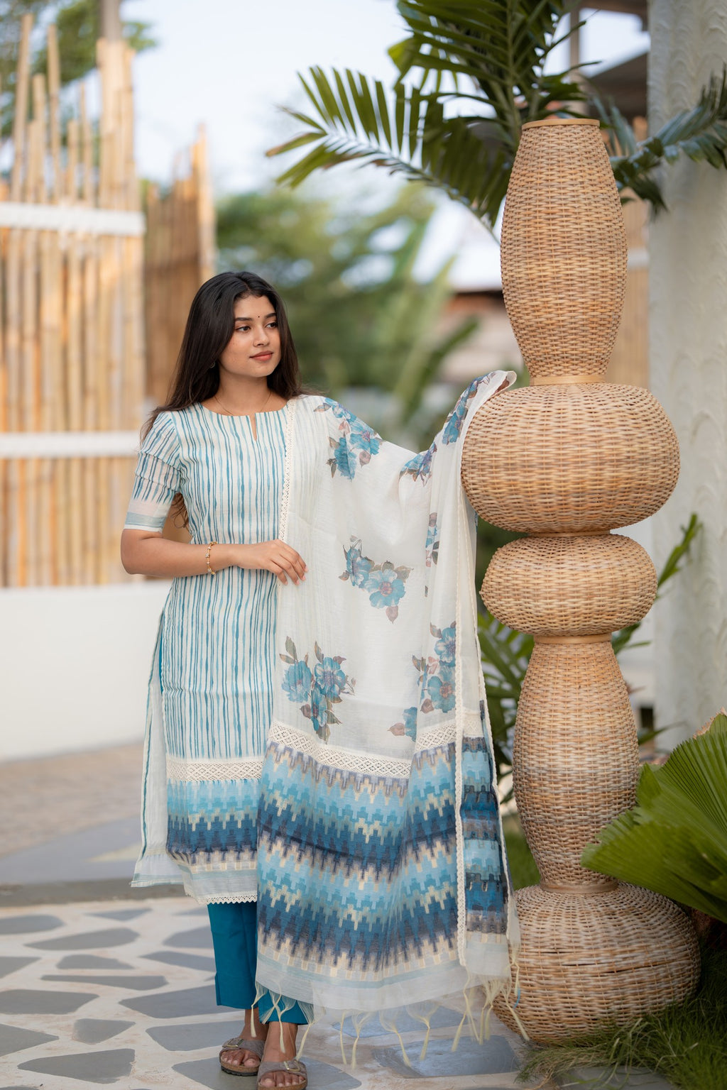 Ivory Azure 3-piece Kurti Set