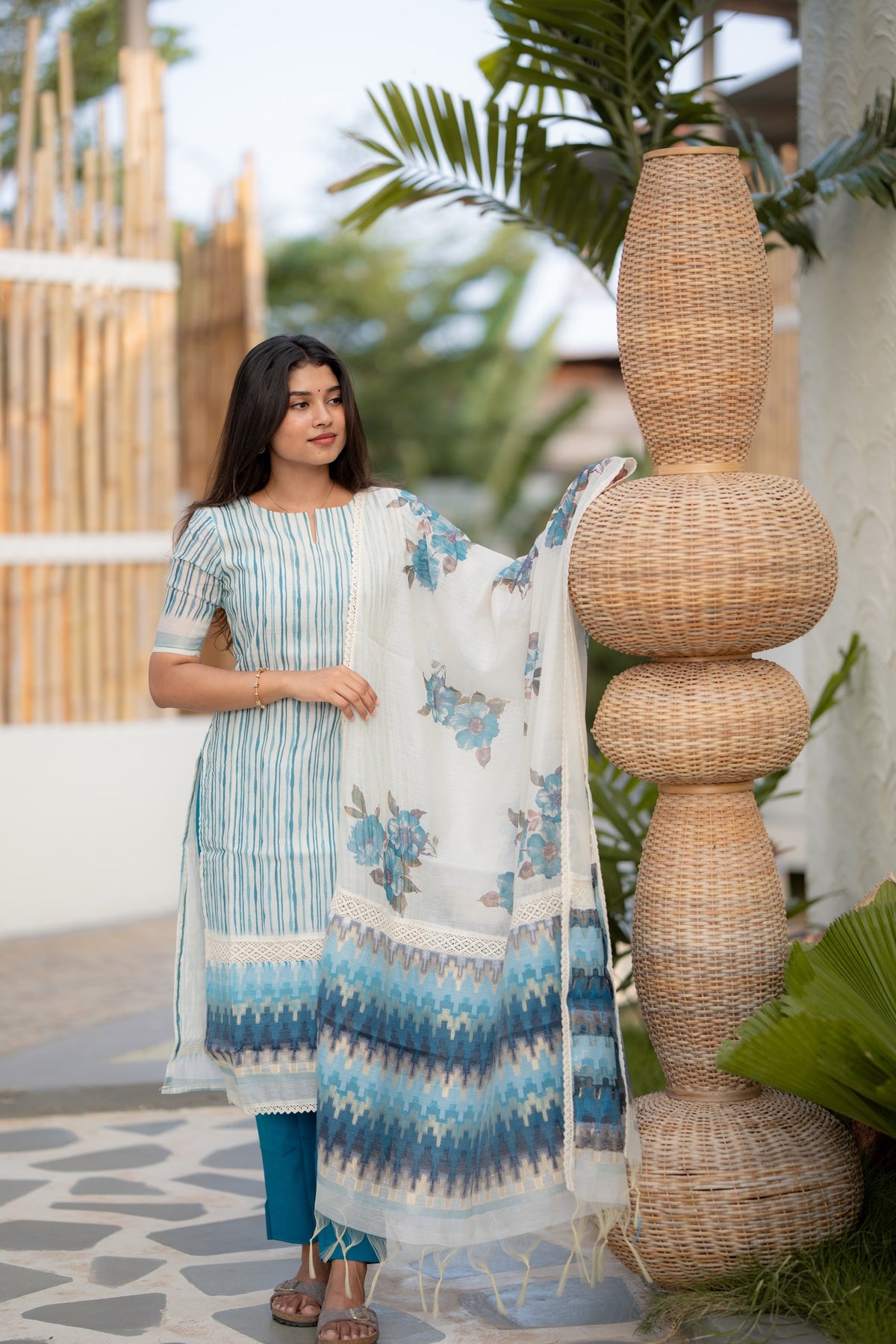 Ivory Azure 3-piece Kurti Set