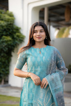 Aqua Serenity 3-Piece Kurti Set