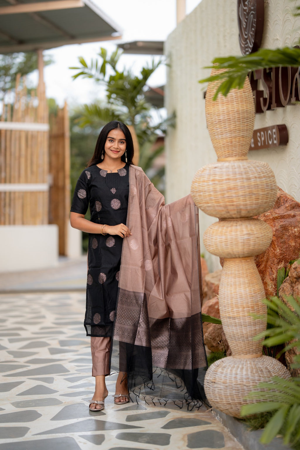 Noir Elegance 3-Piece Kurti Set