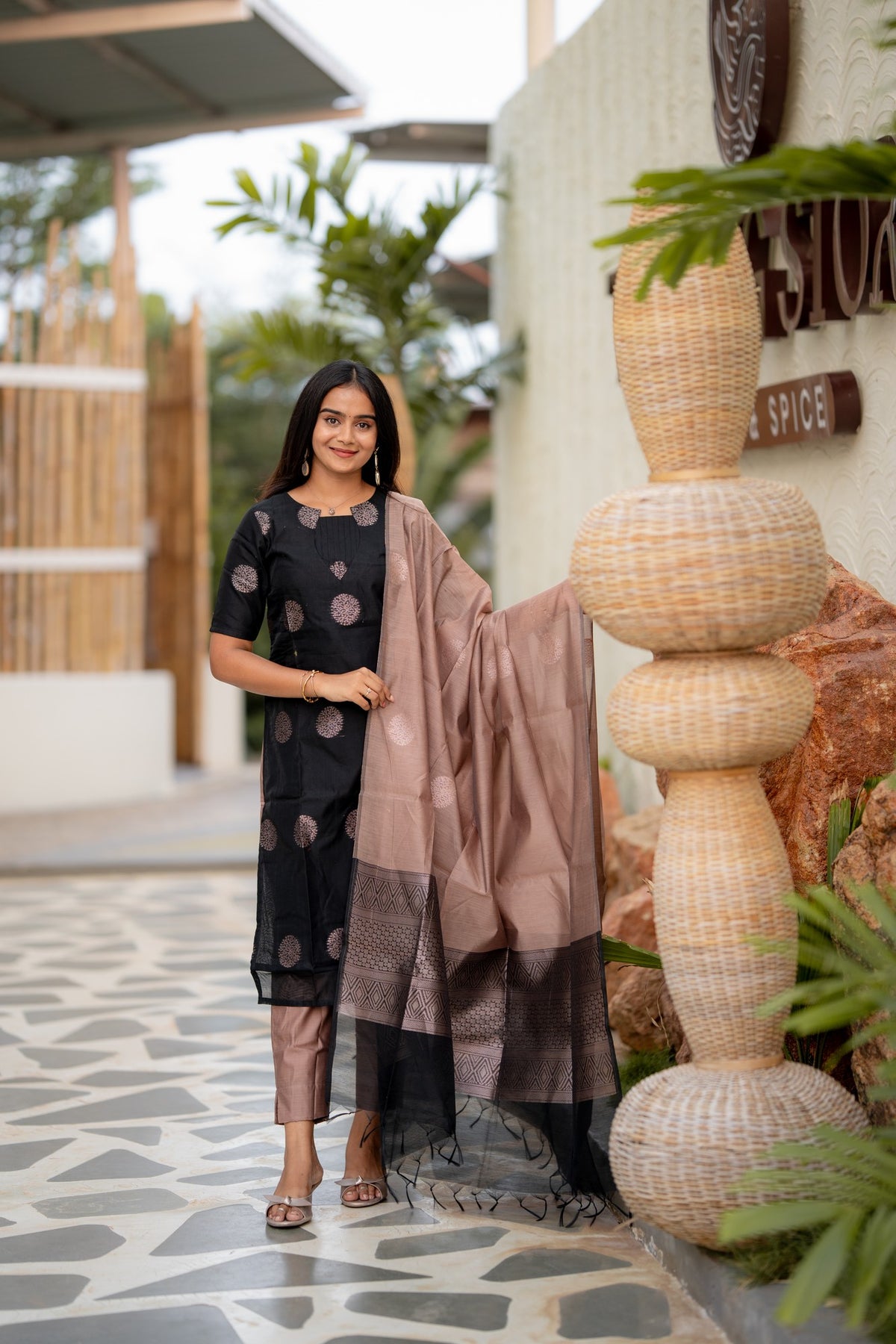 Noir Elegance 3-Piece Kurti Set