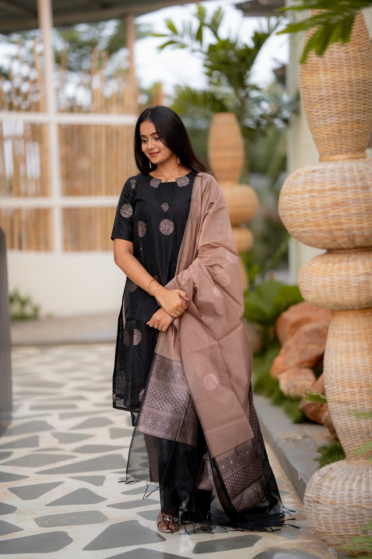Noir Elegance 3-Piece Kurti Set