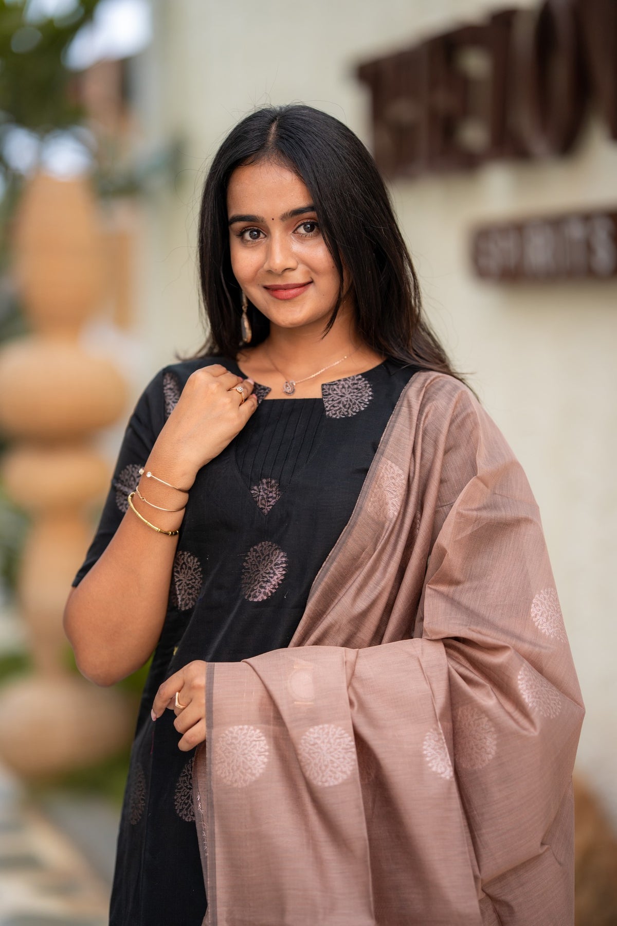 Noir Elegance 3-Piece Kurti Set
