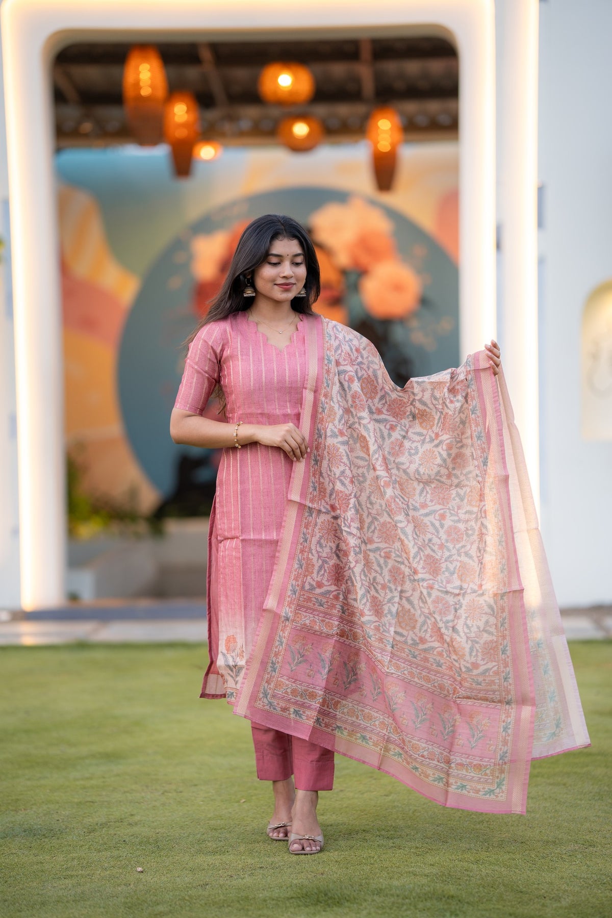 Rose Reverie 3-Piece Kurti Set