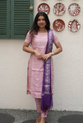 Mauve Royale Premium Raw Silk 3-Piece Kurti Set