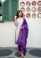 Amethyst Khadi 3-Piece Kurti Set