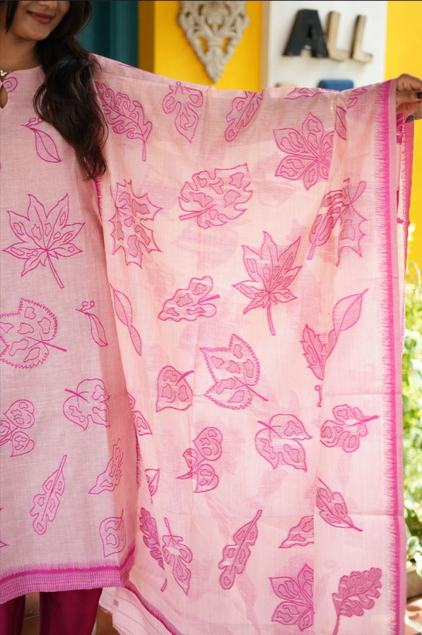 Rose Bloom | Pure Jamdhani 3-Piece Suit Set
