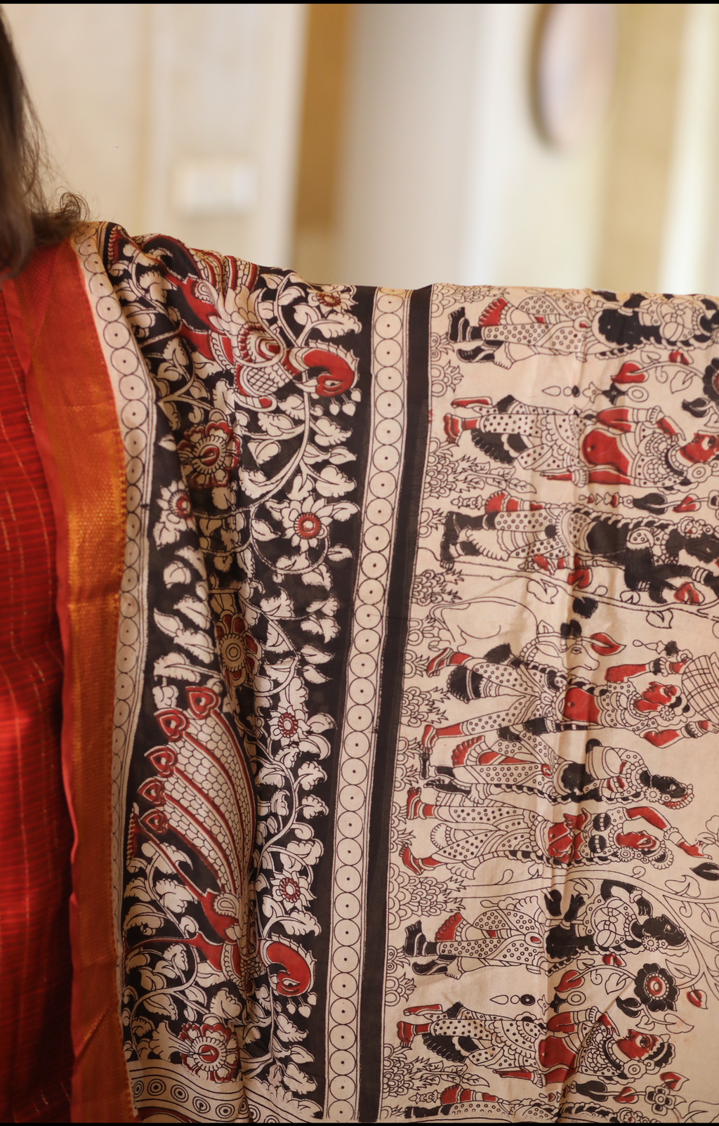 Zari tusser coord with nizam border silk dupatta