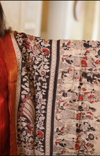 Zari tusser coord with nizam border silk dupatta