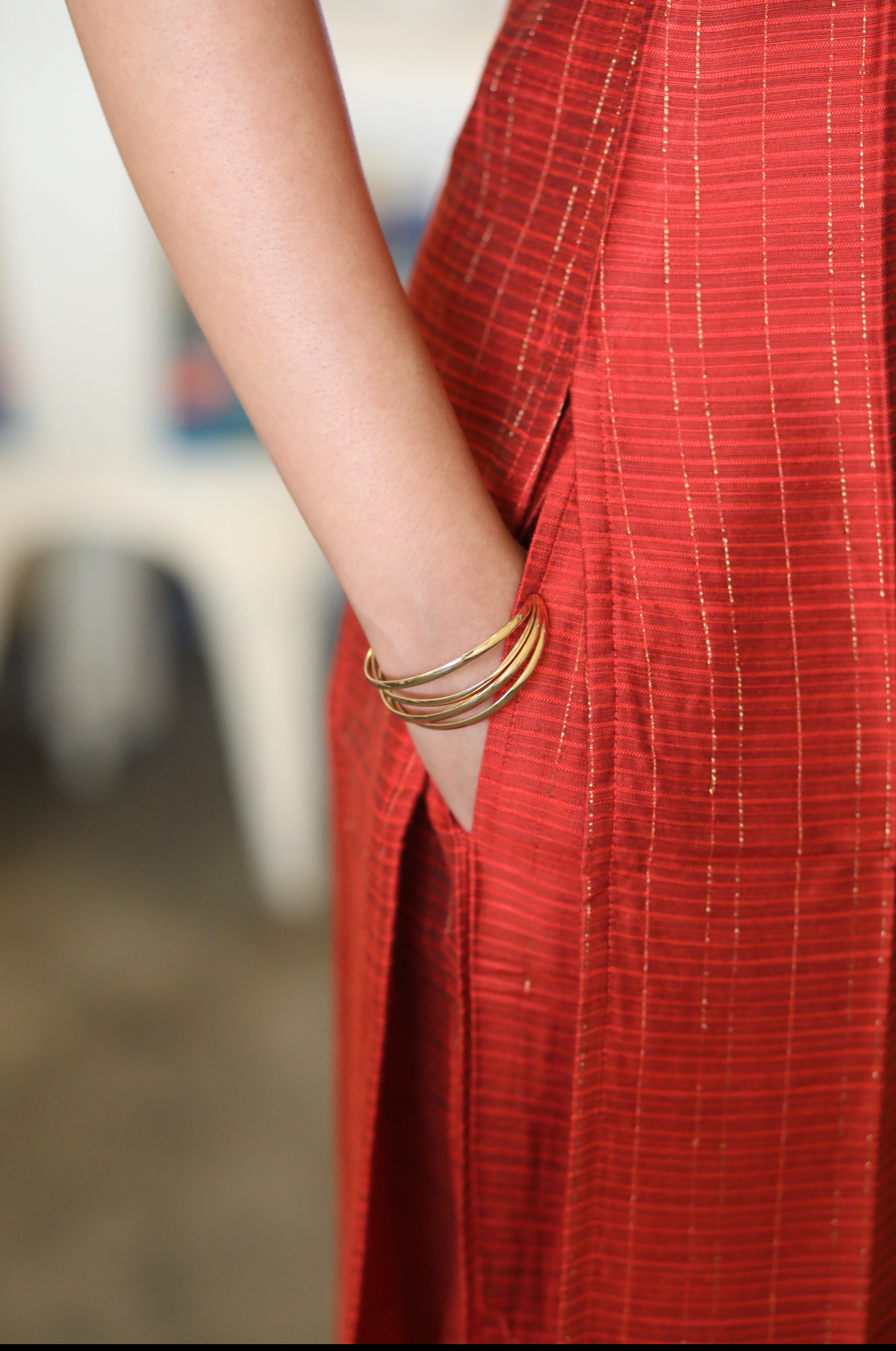 Zari tusser coord with nizam border silk dupatta