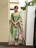 Semi Tusser Silk Kurti Set for Women | 3 Piece with Lining